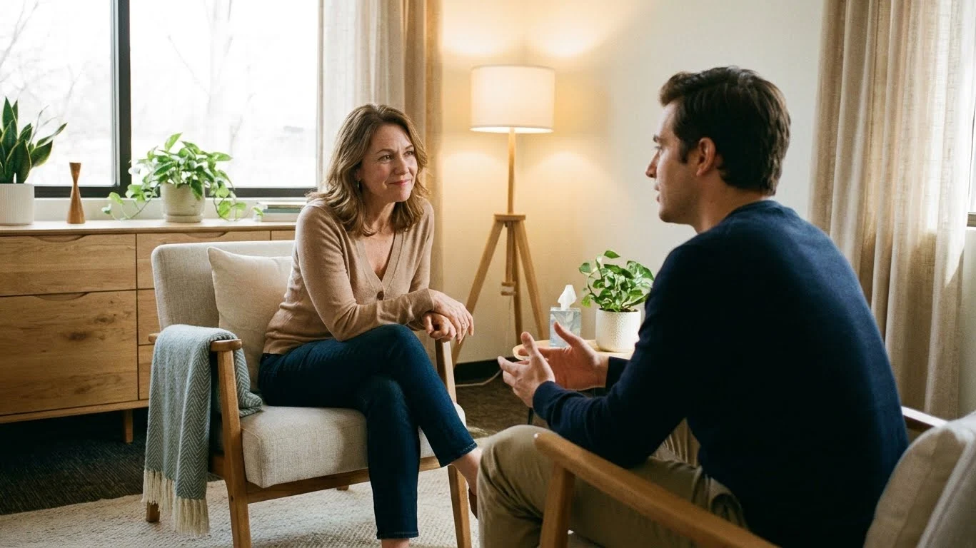 Therapist providing meth detox and addiction treatment counseling to a patient Therapist providing meth detox and addiction treatment counseling to a patient