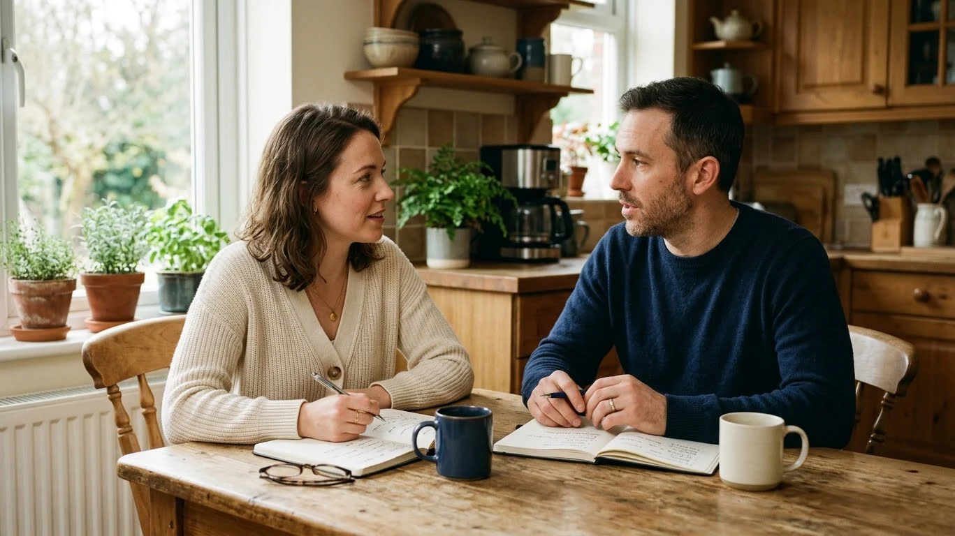 couple preparing for first couples therapy session at home couple preparing for first couples therapy session at home