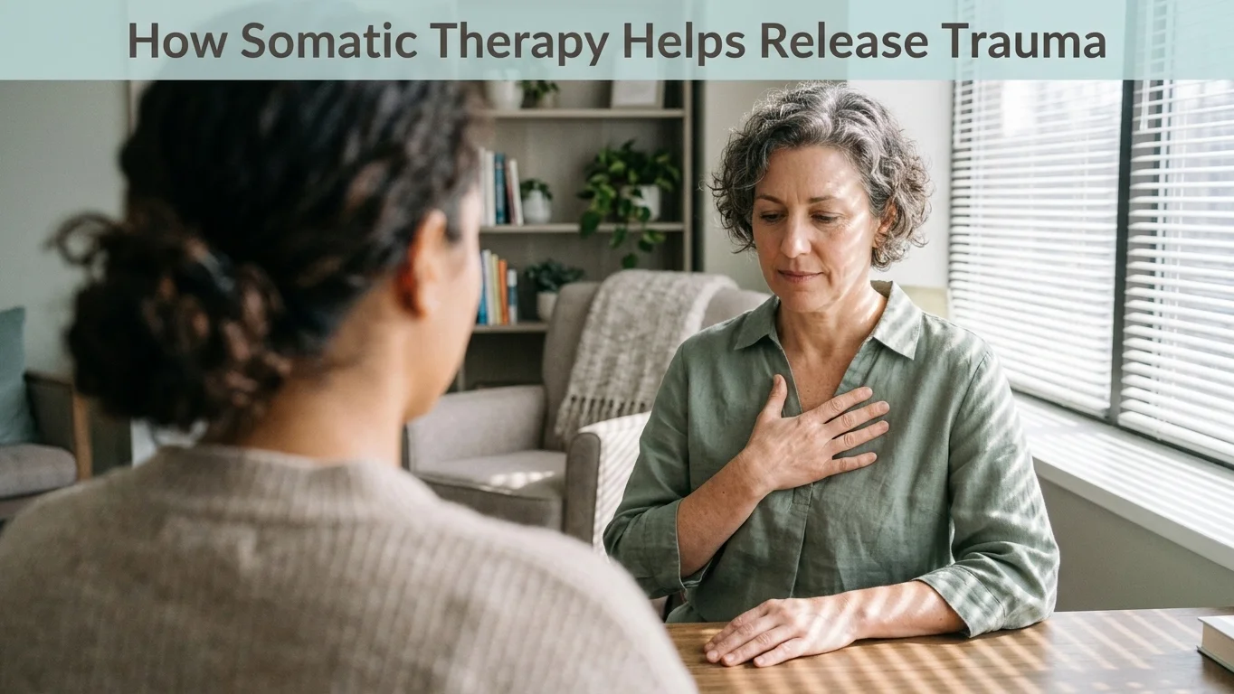 Therapist demonstrating a somatic grounding technique during trauma release therapy Therapist demonstrating a somatic grounding technique during trauma release therapy