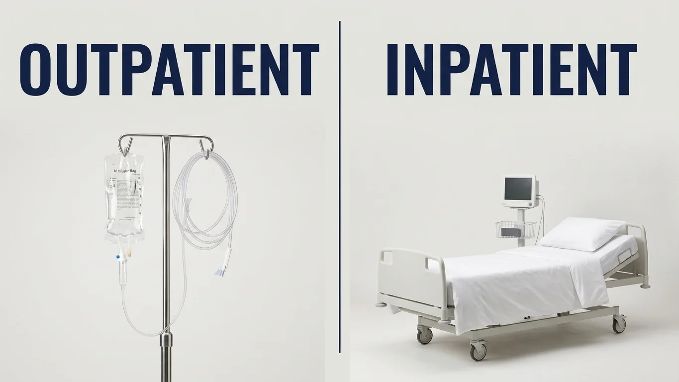 Symbolic doorway representing the choice between outpatient and inpatient mental health treatment Symbolic doorway representing the choice between outpatient and inpatient mental health treatment