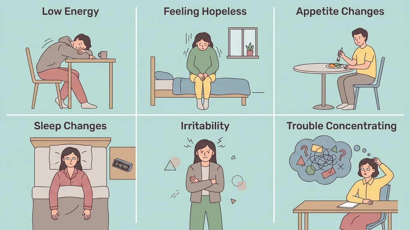An illustration of Common symptoms of depression