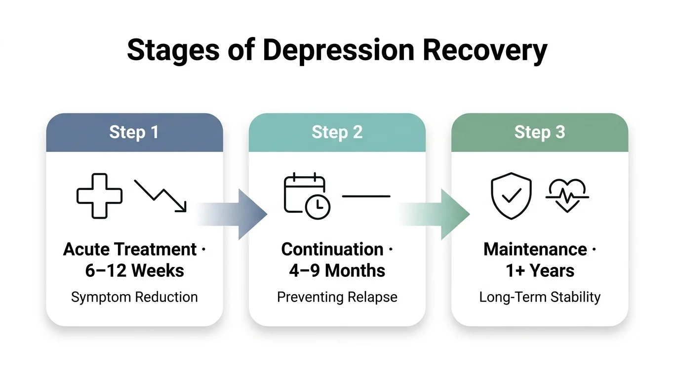 Stages of depression recovery in 3 steps