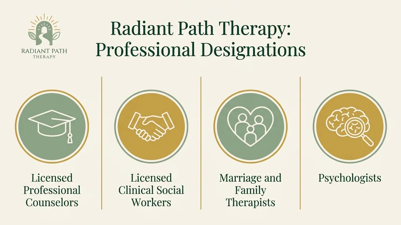 Infographic of therapist types who can diagnose mental health conditions Infographic of therapist types who can diagnose mental health conditions