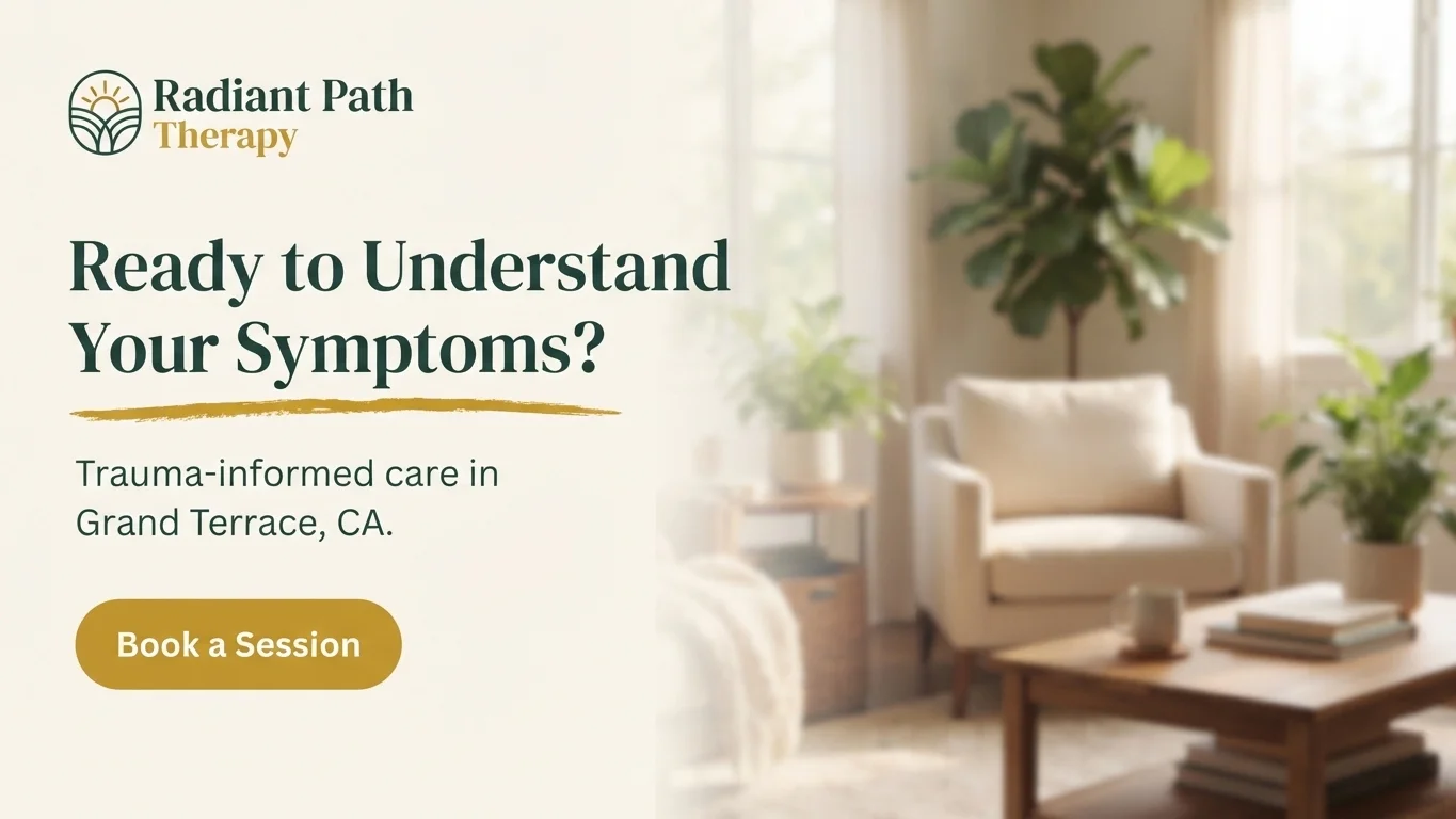Radiant Path Therapy banner inviting support for mental health diagnosis Radiant Path Therapy banner inviting support for mental health diagnosis