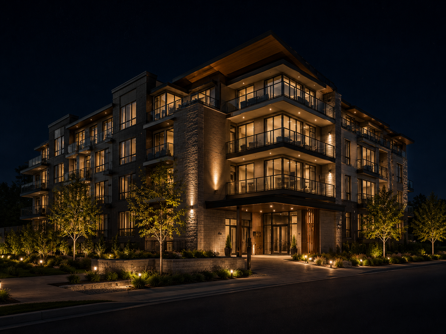 Modern multifamily apartment building