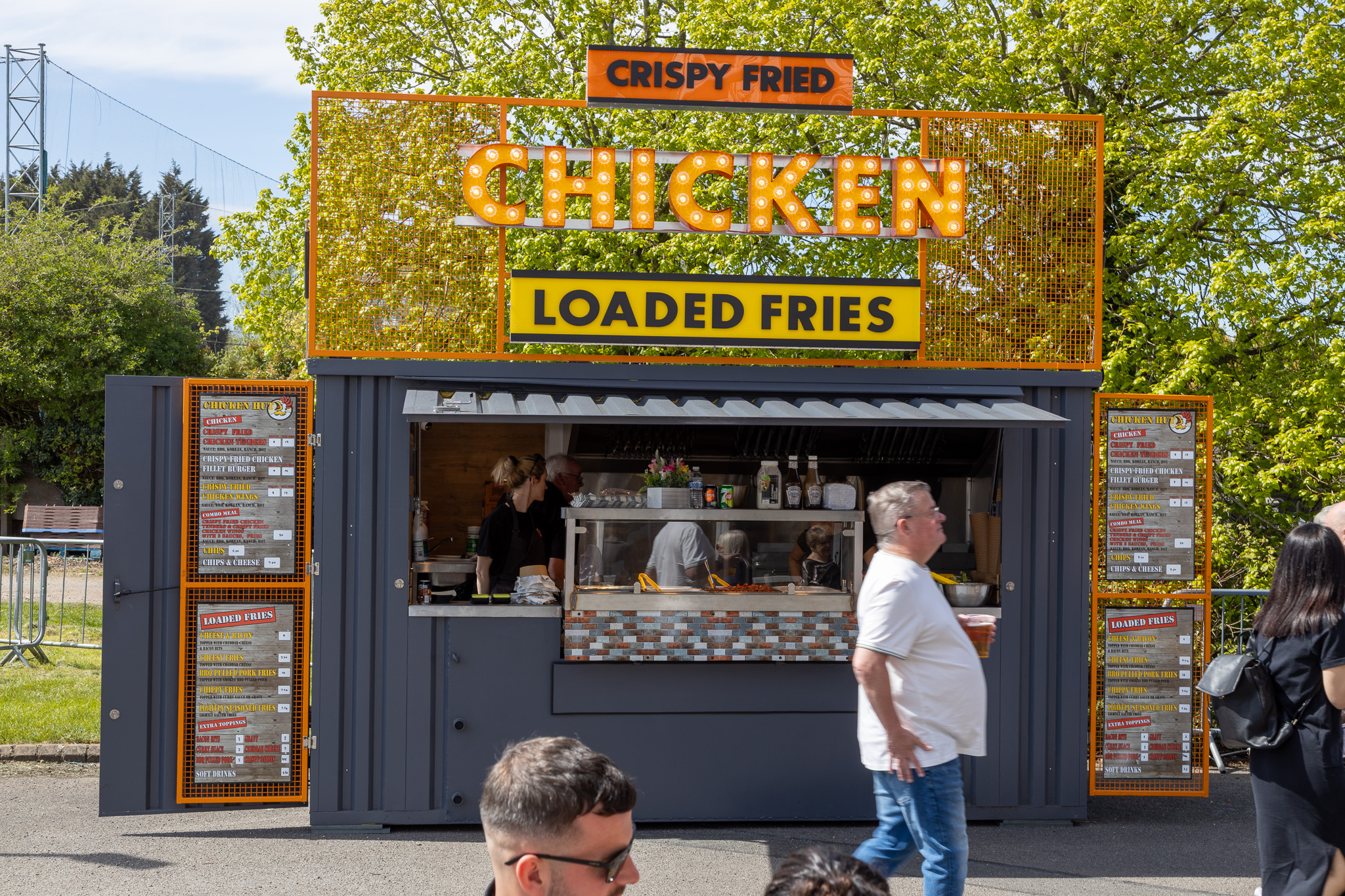 Country fair food area served by a mobile food unit