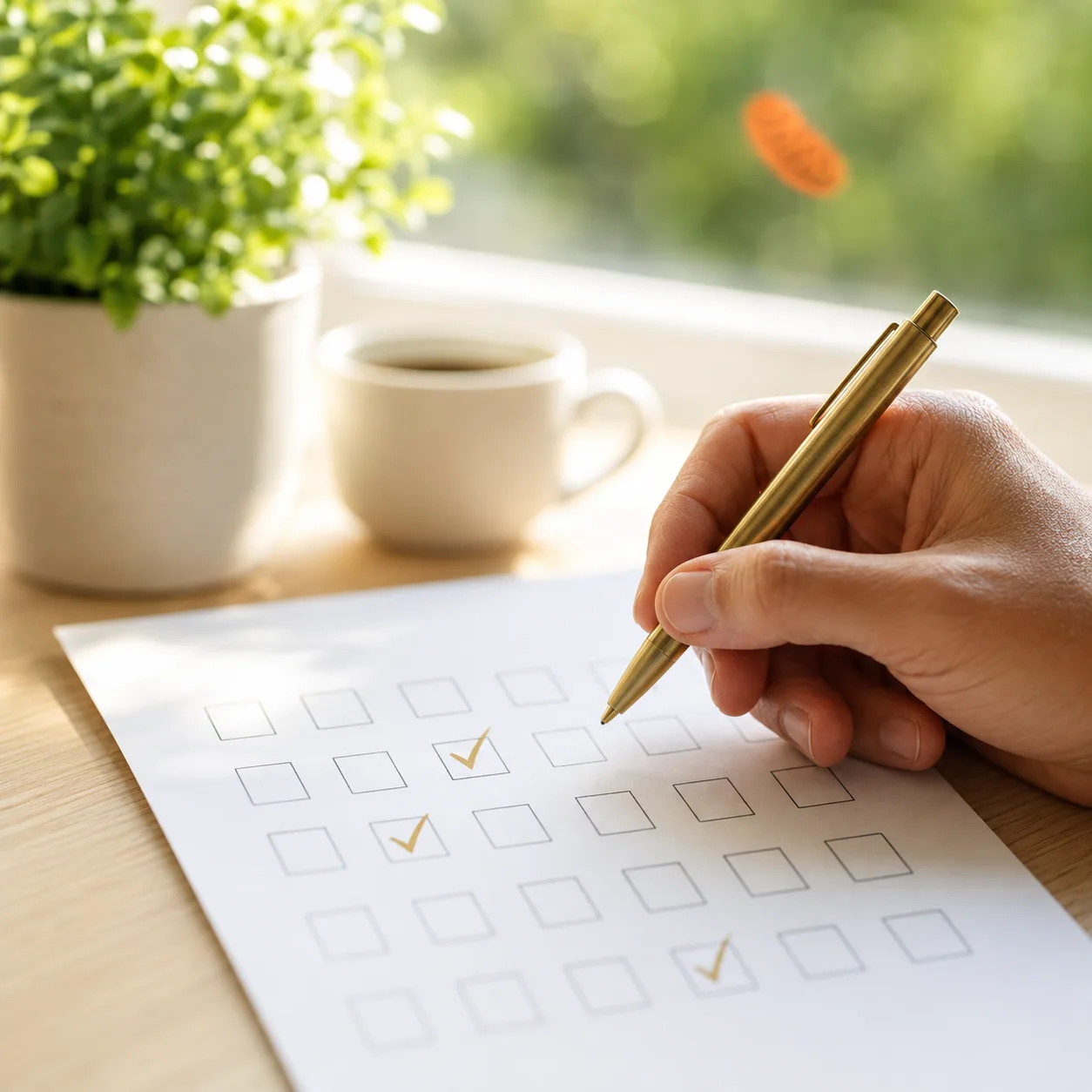 Marking a gold checkmark on a habit tracker
