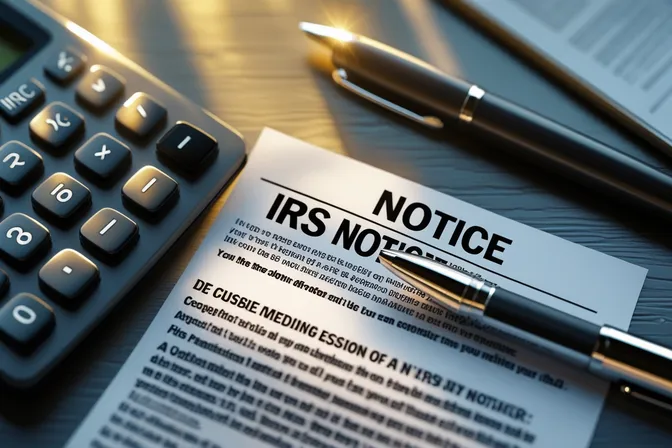 RS notice and calculator on accountant's desk in Saint Petersburg, FL
