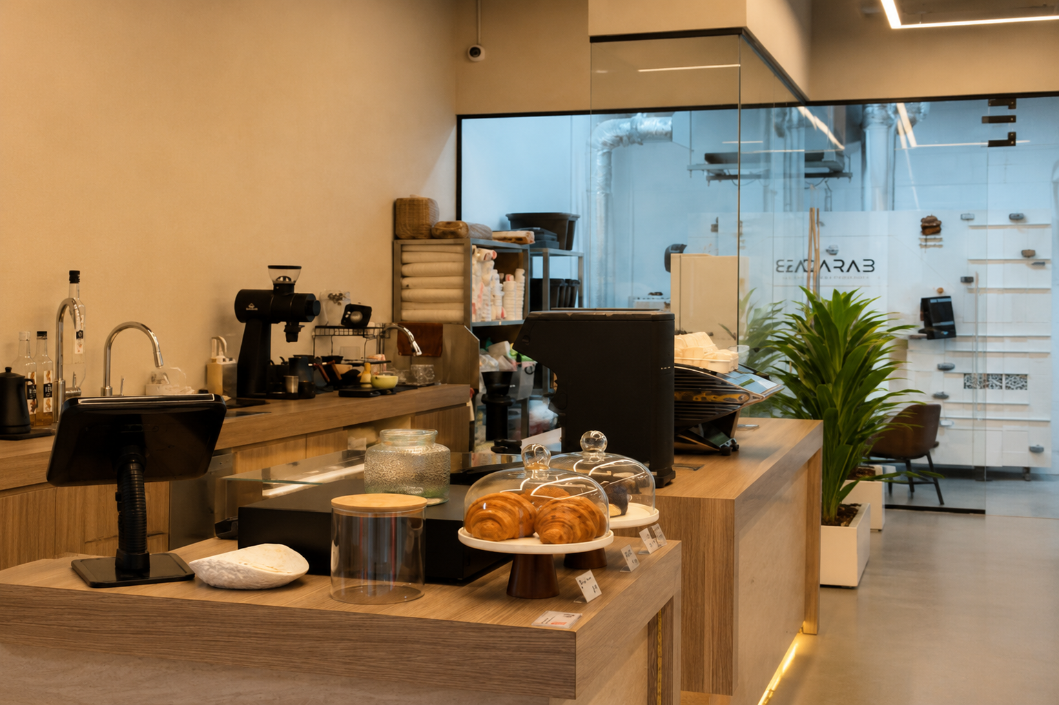 Scarab Coffee pastry and brewing counter