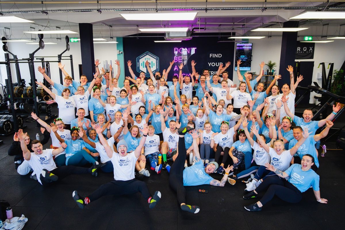 Winter Games arms in the air celebration
