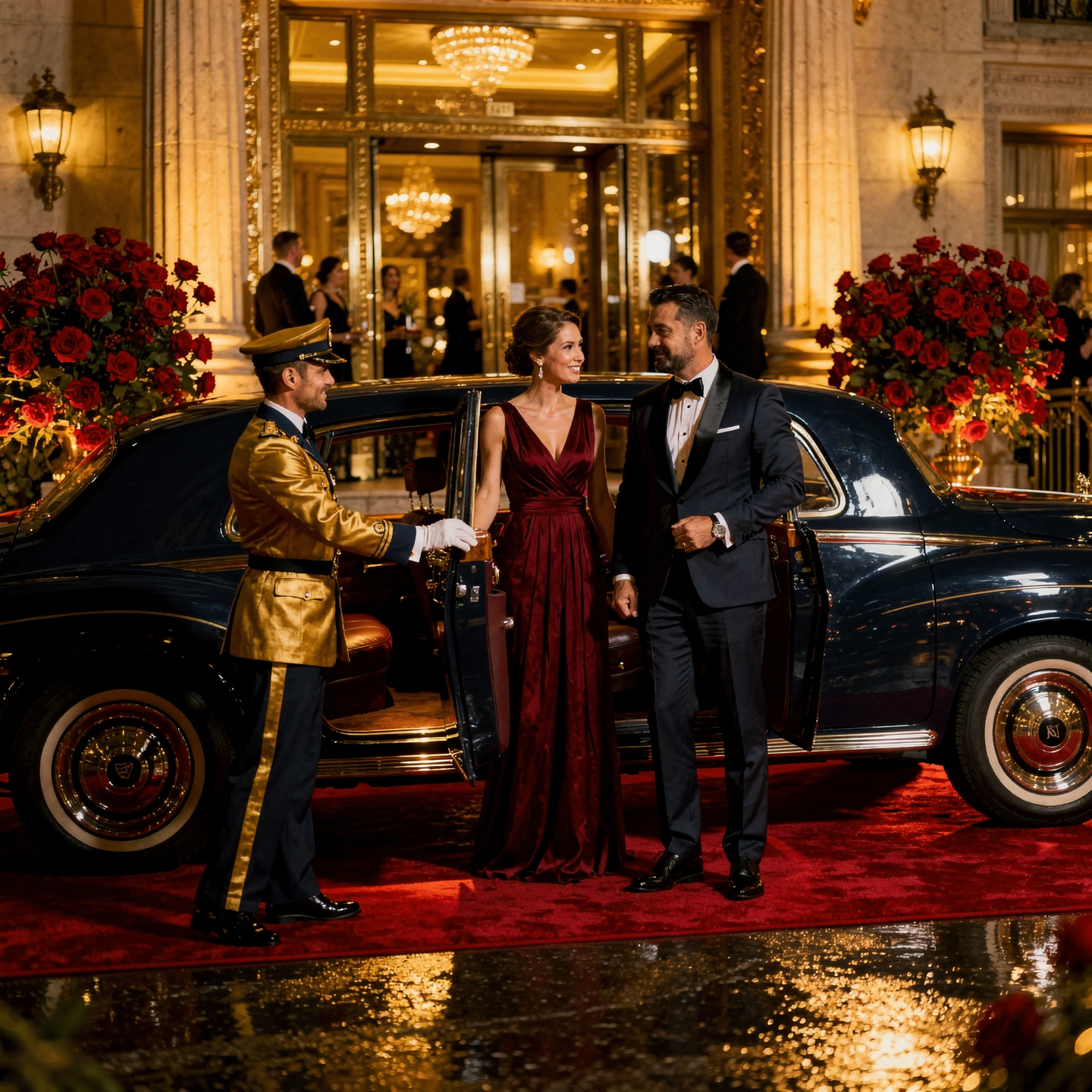 Couple arriving at the gala