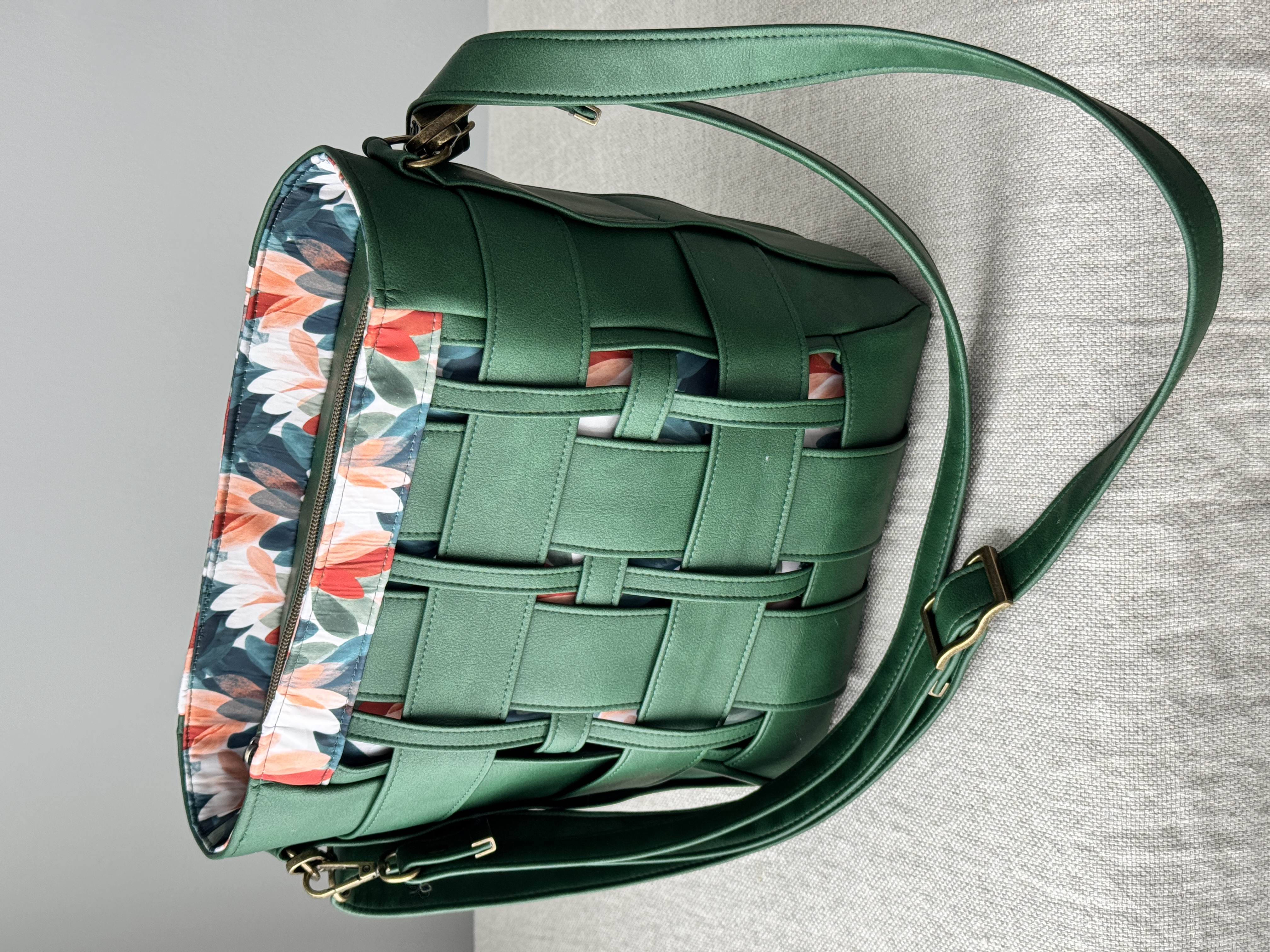 Handmade bucket bags by Craxy Designs — a botanical print bucket crossbody