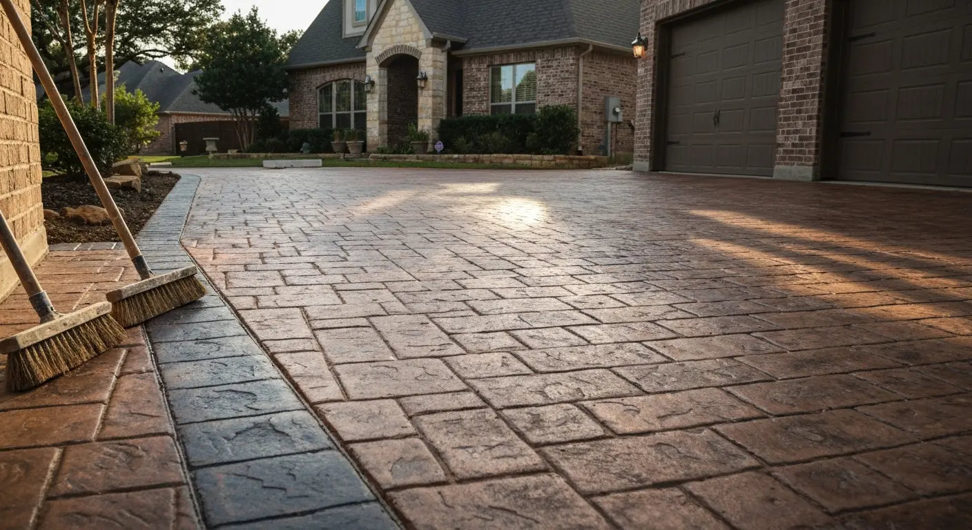 Stamped concrete driveway