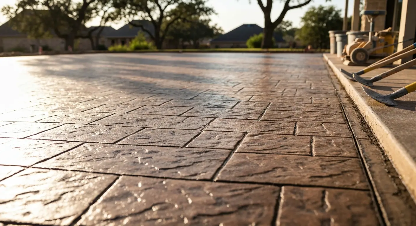 Patio resurfacing with decorative finish