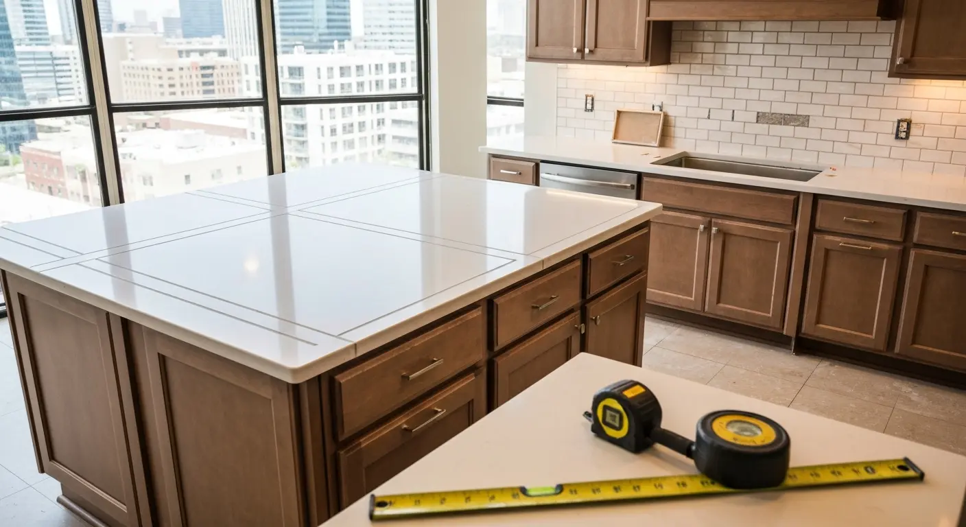 Kitchen island installation in Uptown condo