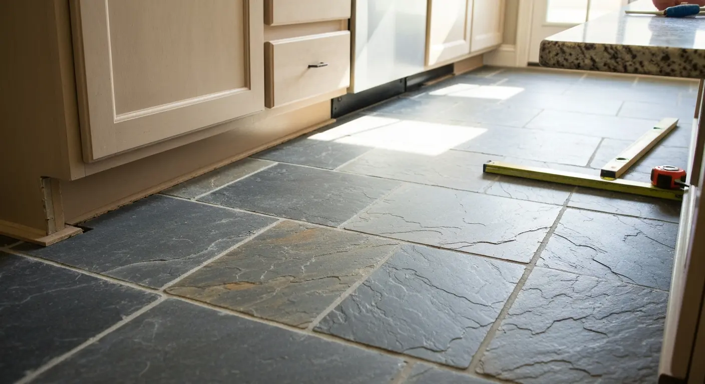 Natural stone kitchen floor