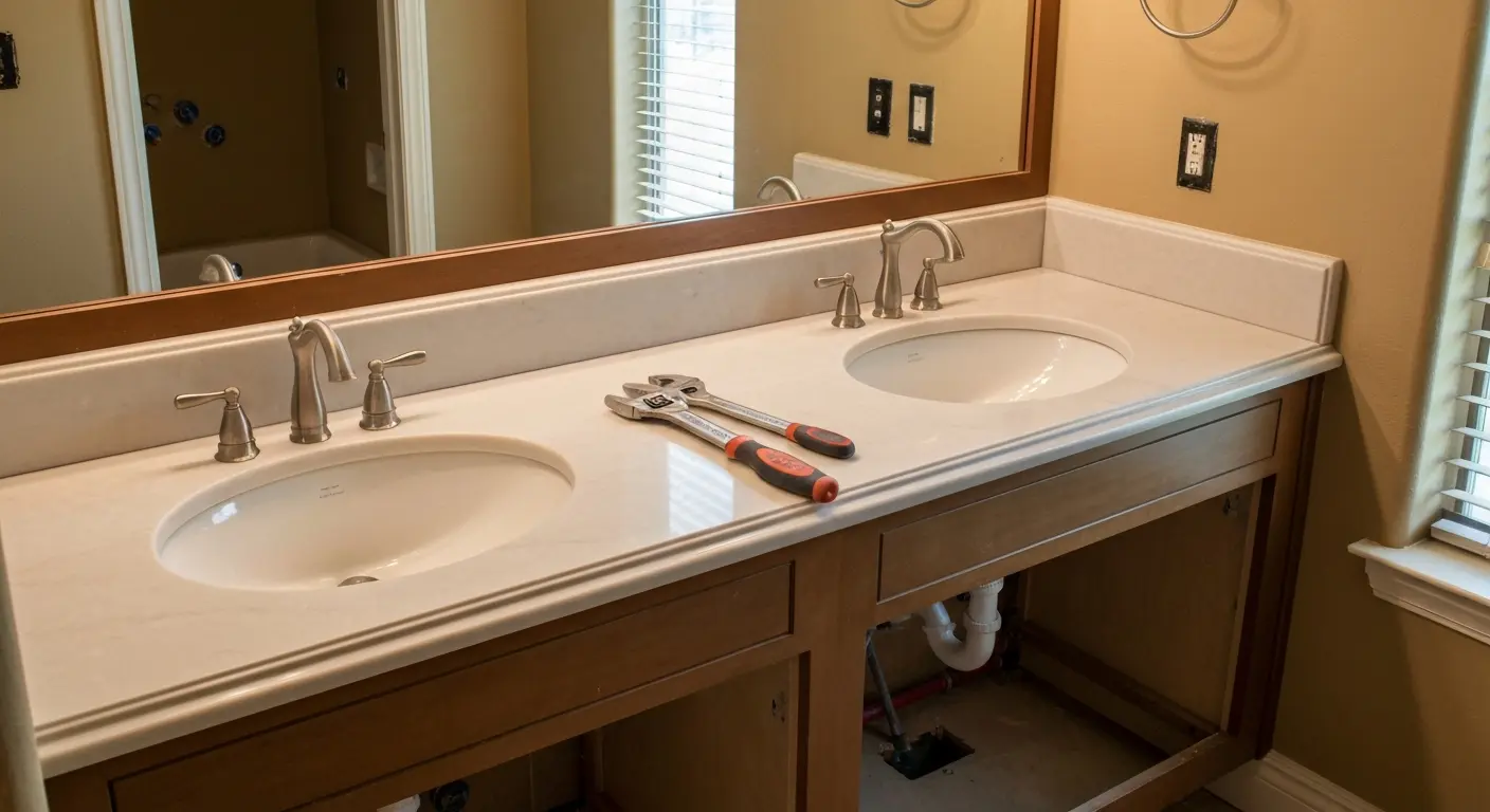 Double vanity bathroom installation