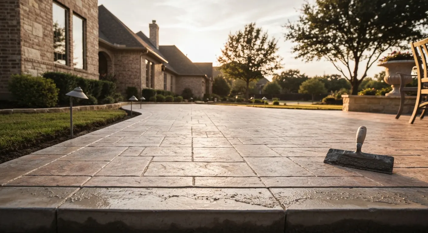 Concrete driveway and patio