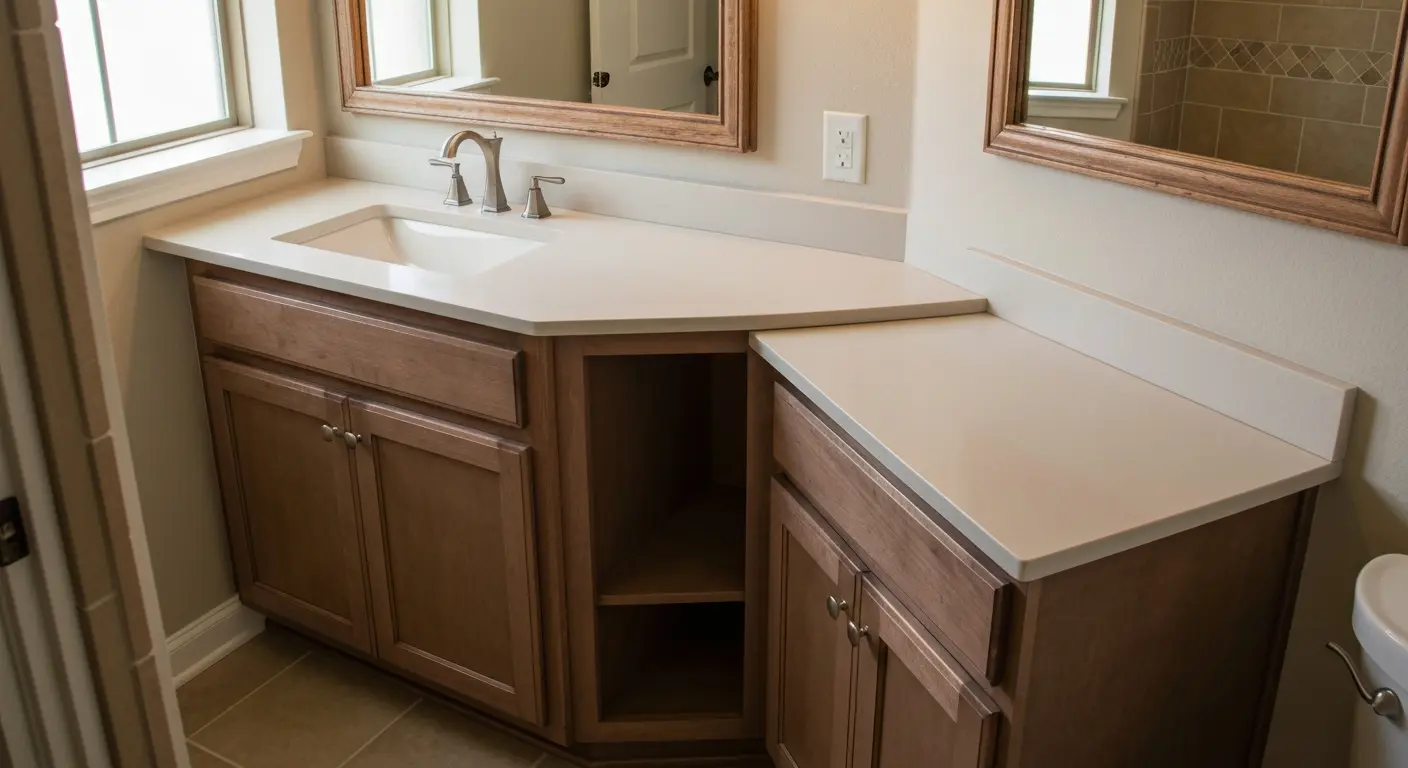 Custom vanity cabinet installation