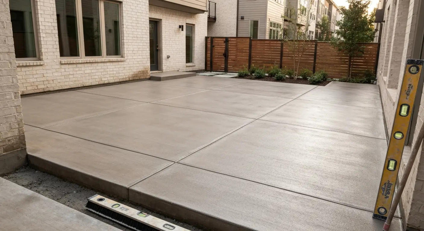 Concrete patio installation Uptown townhome