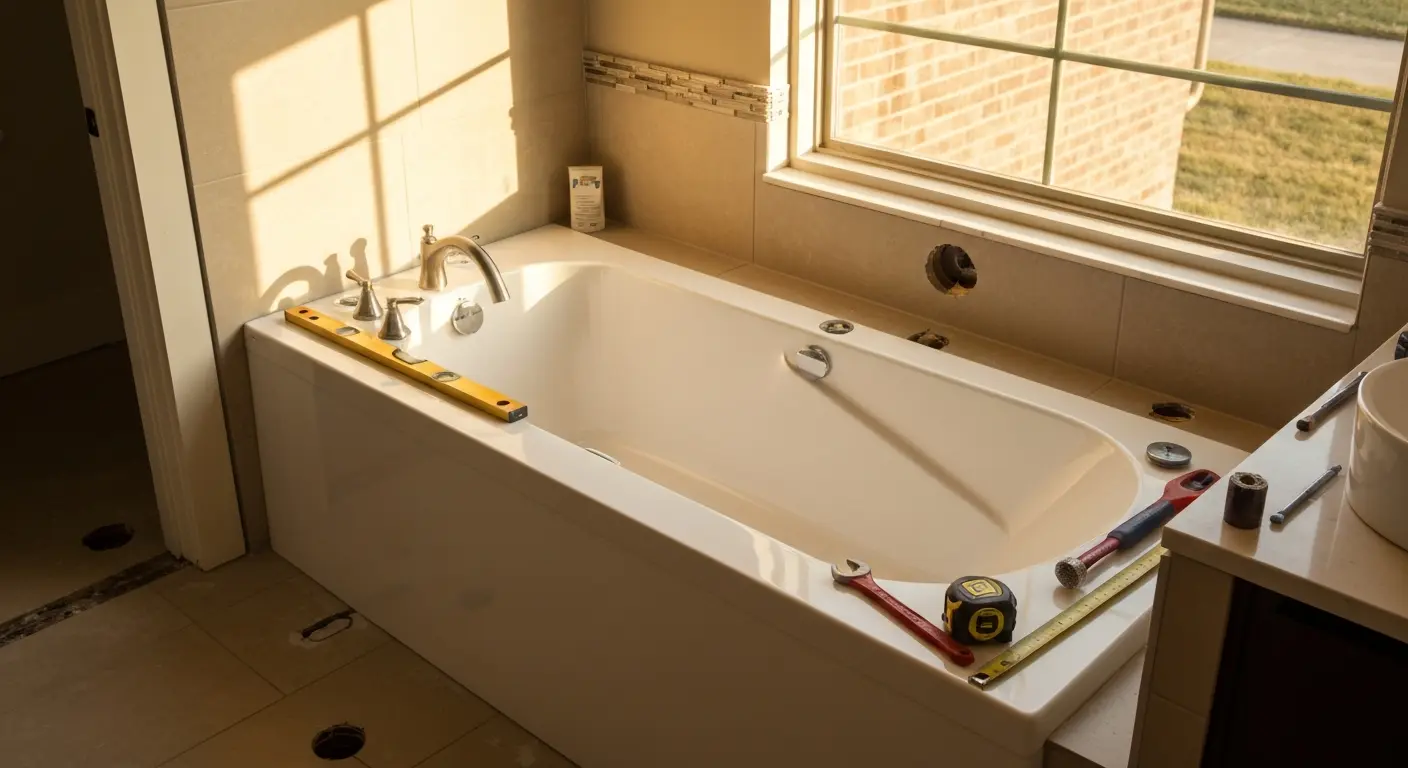Bathtub installation in Dallas bathroom