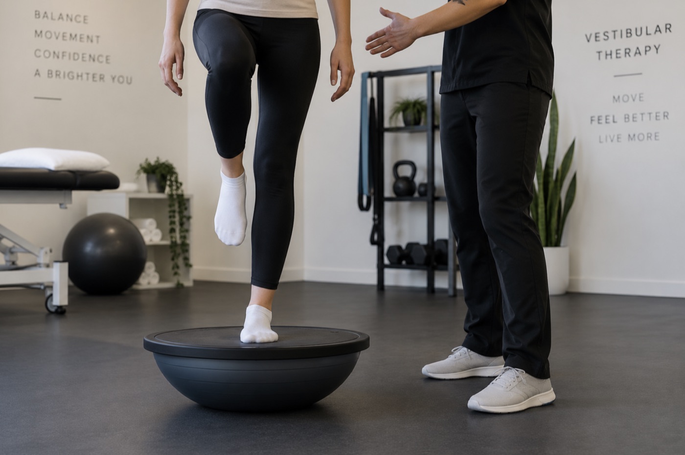 Balance training during vestibular therapy at Back2Life
