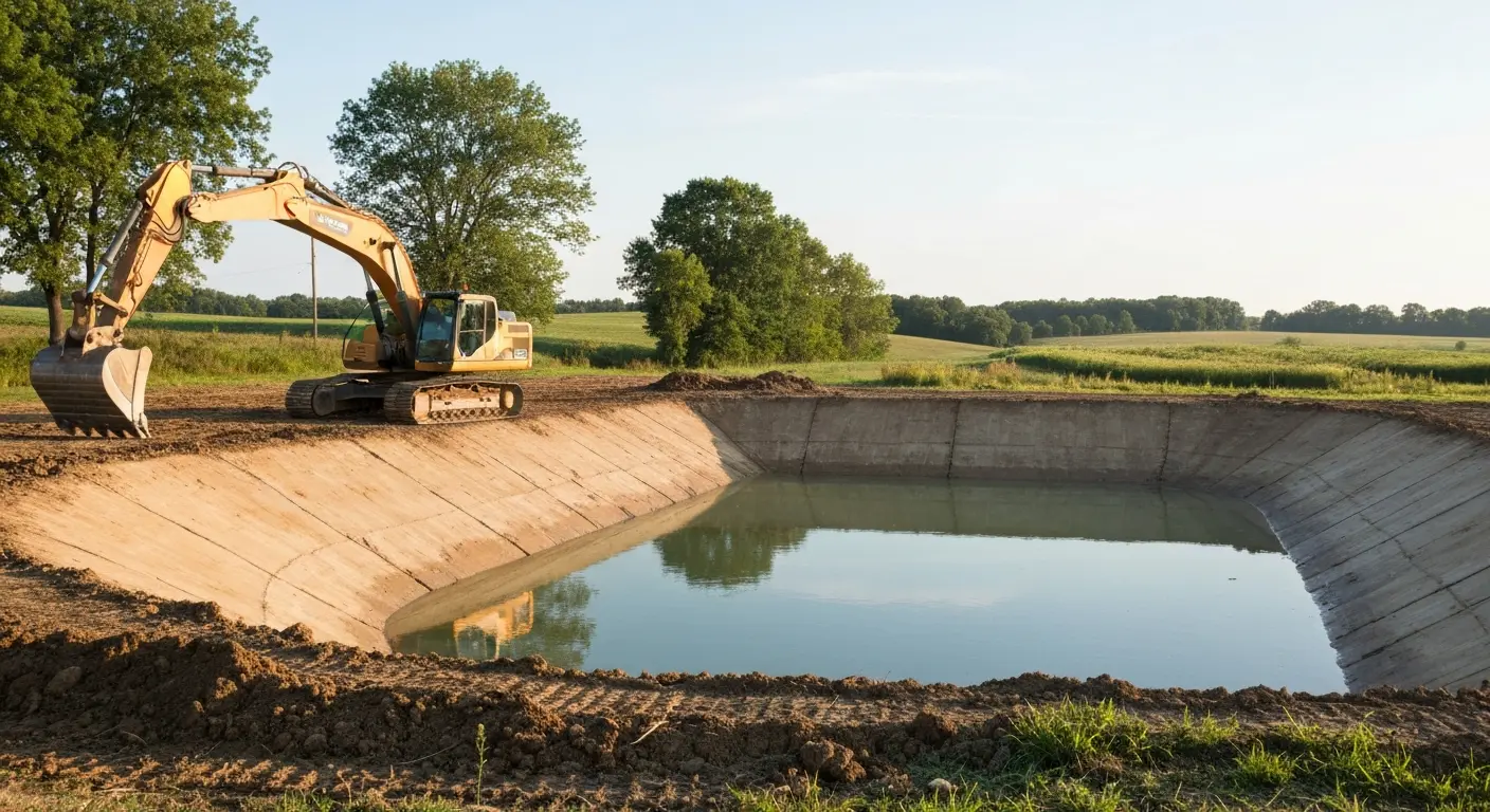 Pond excavation and construction