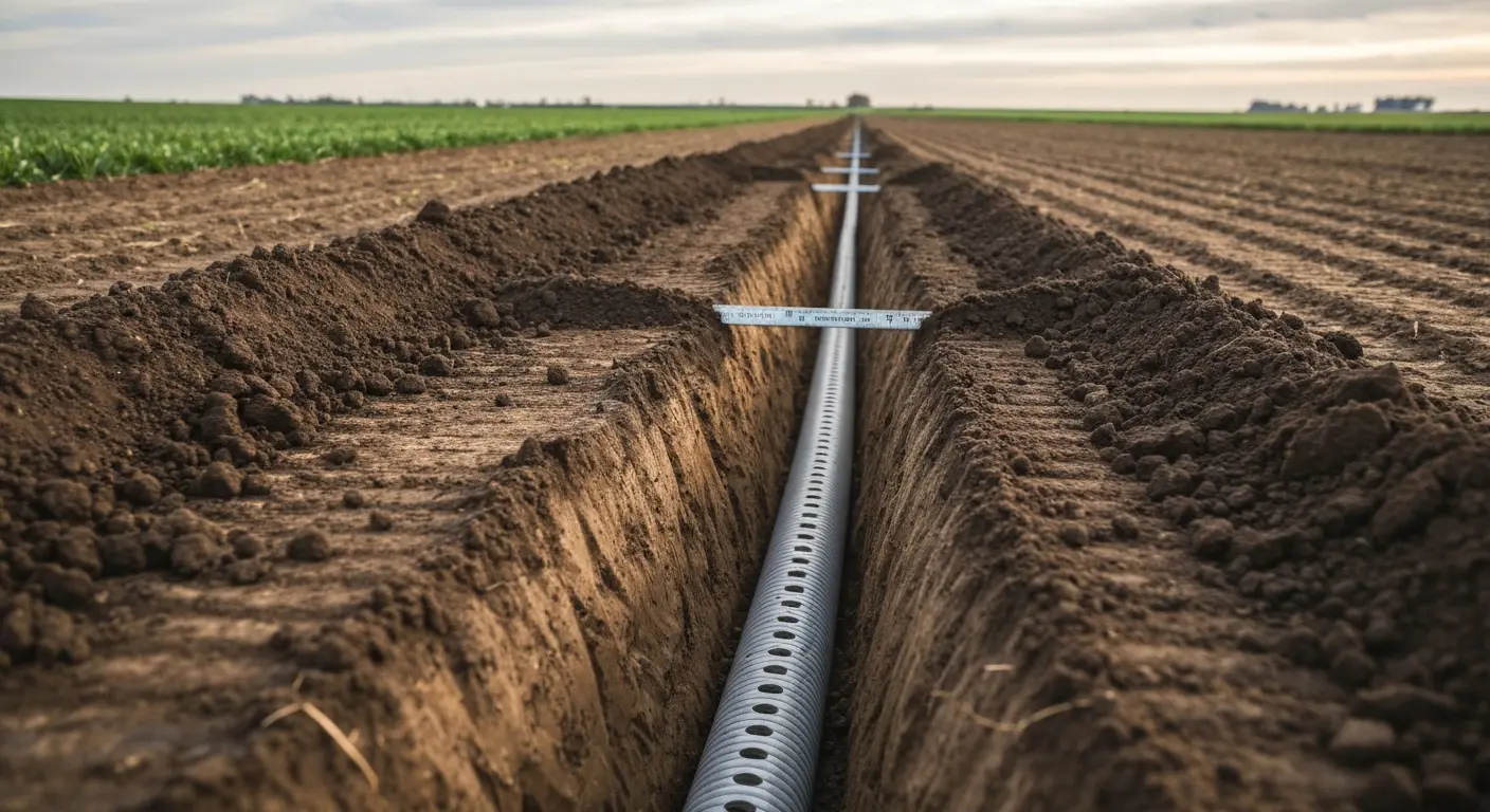 Field drainage tile installation