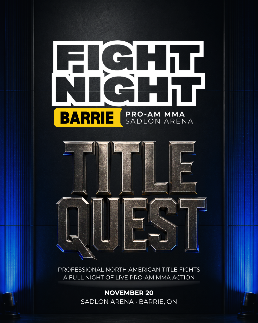 professional MMA Ontario, MMA events Barrie, Canadian MMA promotion, Fight Night Barrie