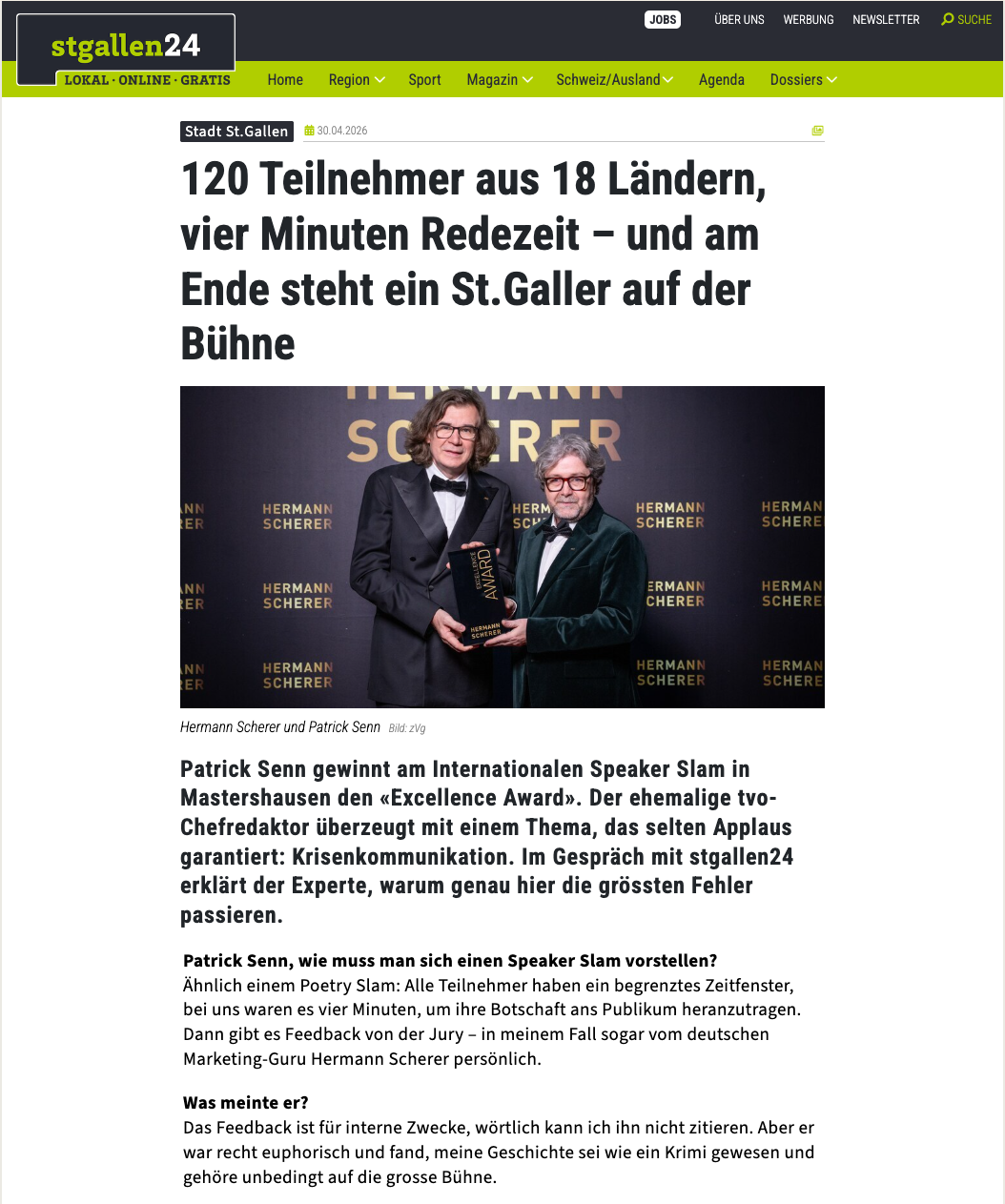 Screenshot des Berichts im Magazin Leader