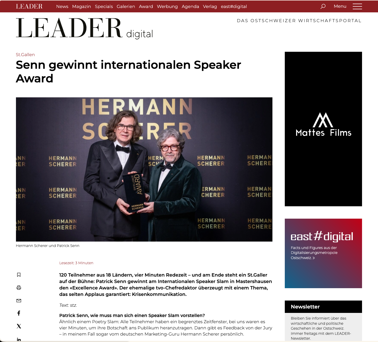 Screenshot von Leader Digital