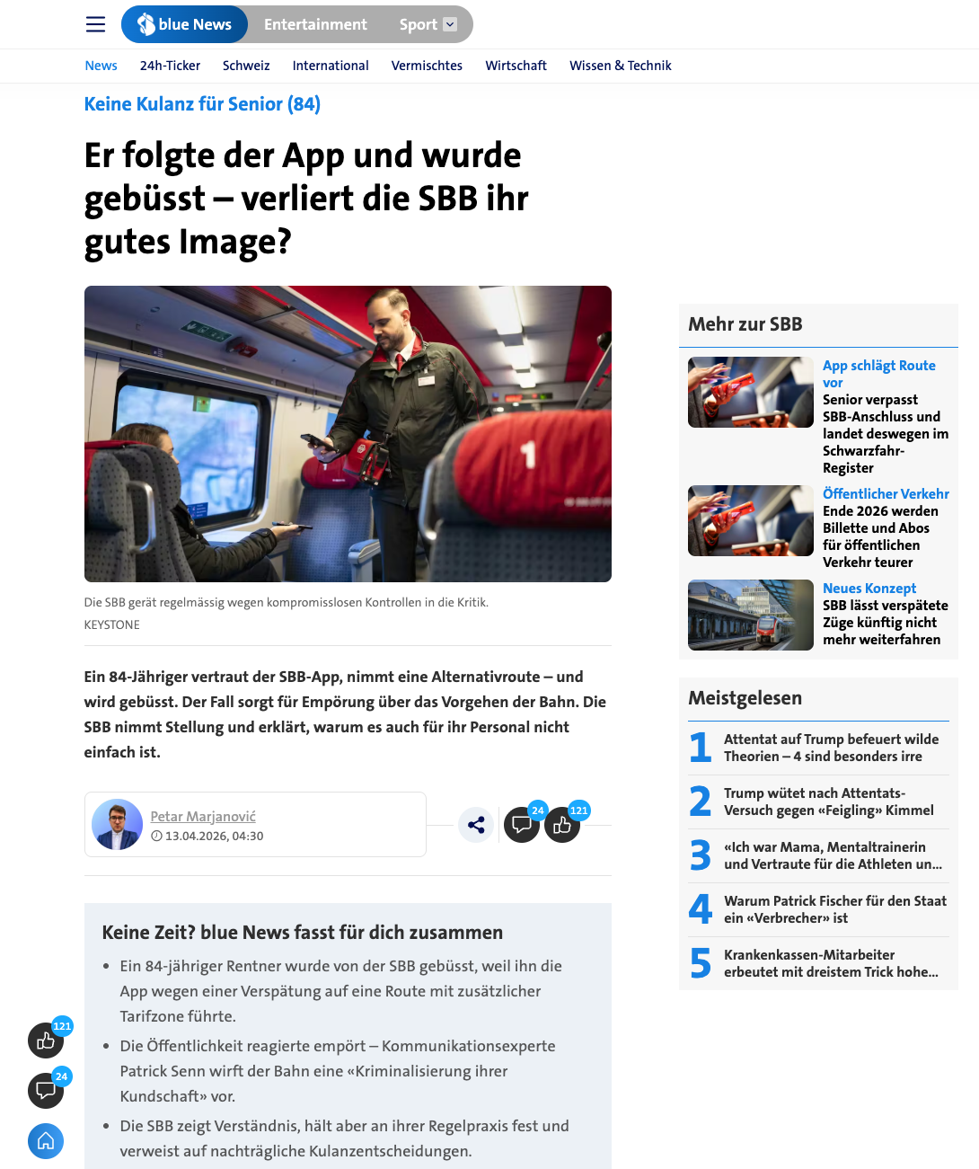 Screenshot von Blue News