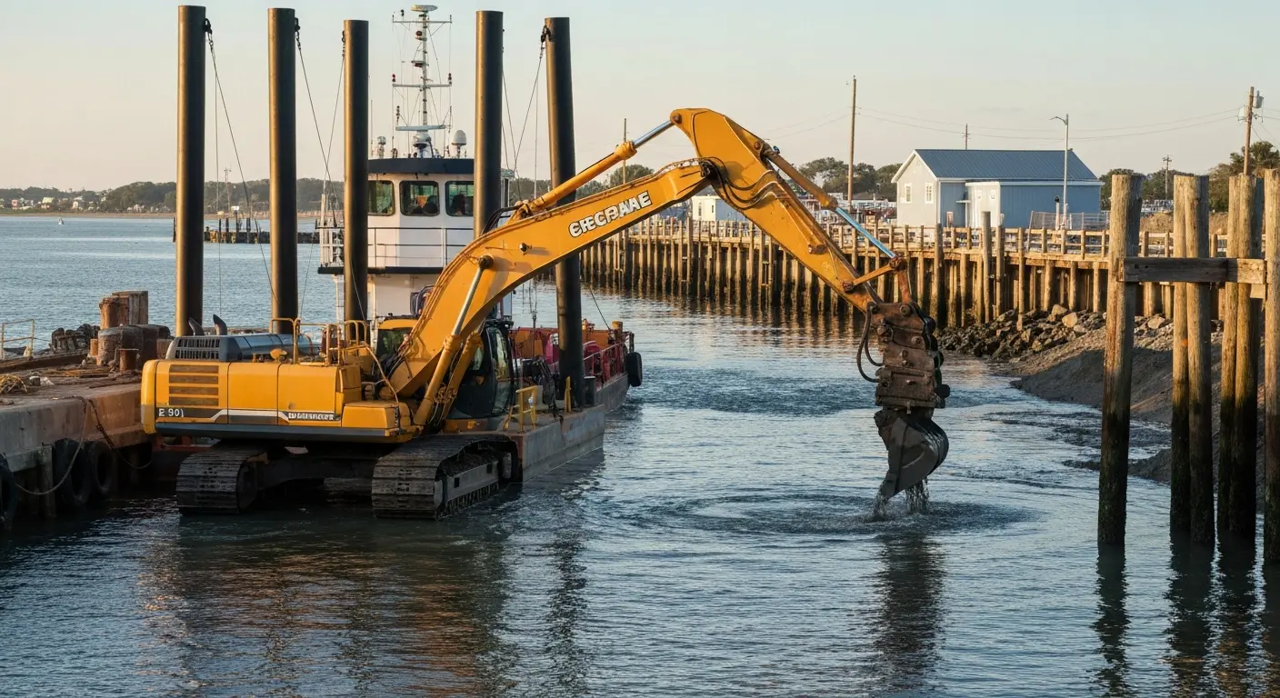 Dredging equipment in action