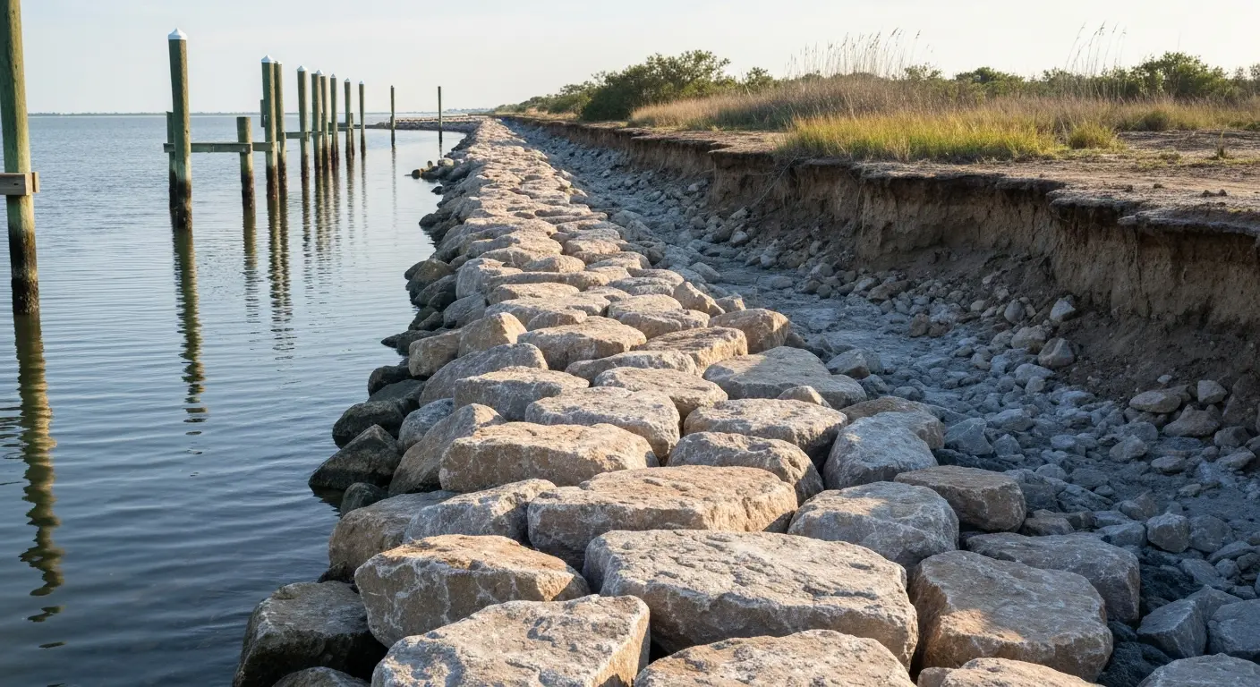 Rock revetment installation