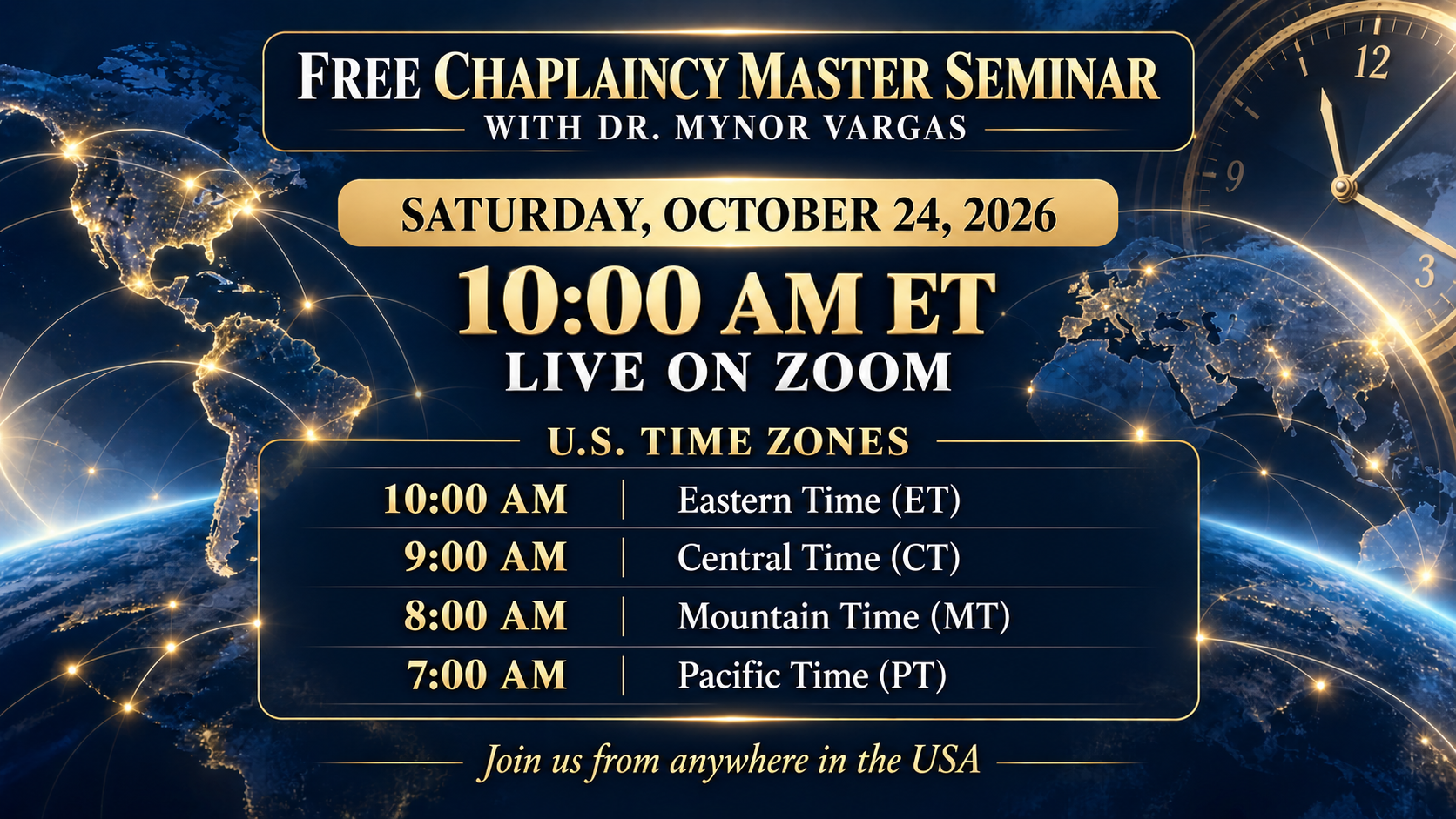 Free Chaplaincy Master Seminar — Saturday, October 24, 2026 at 10:00 AM ET