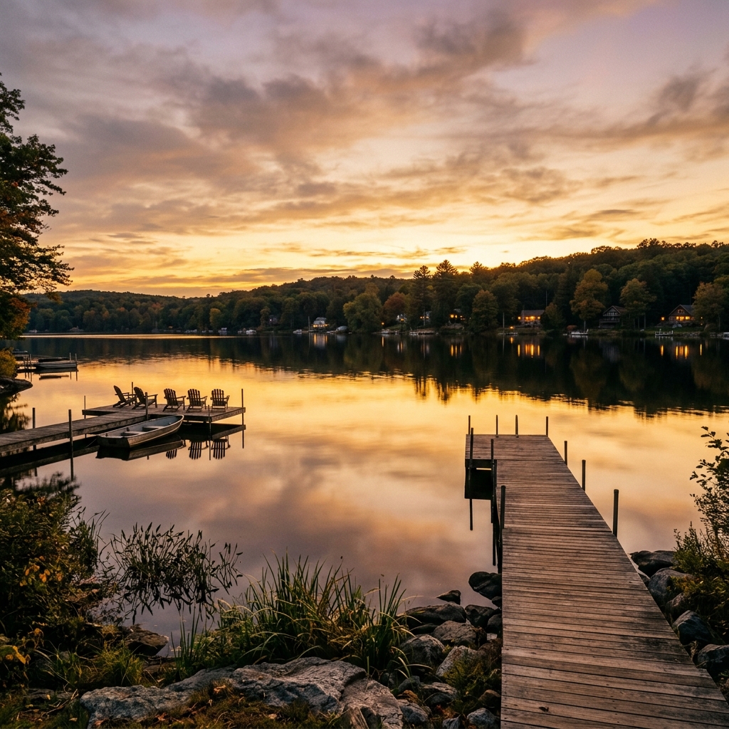Packanack Lake at dusk — Lake Drive Tavern, Wayne NJ