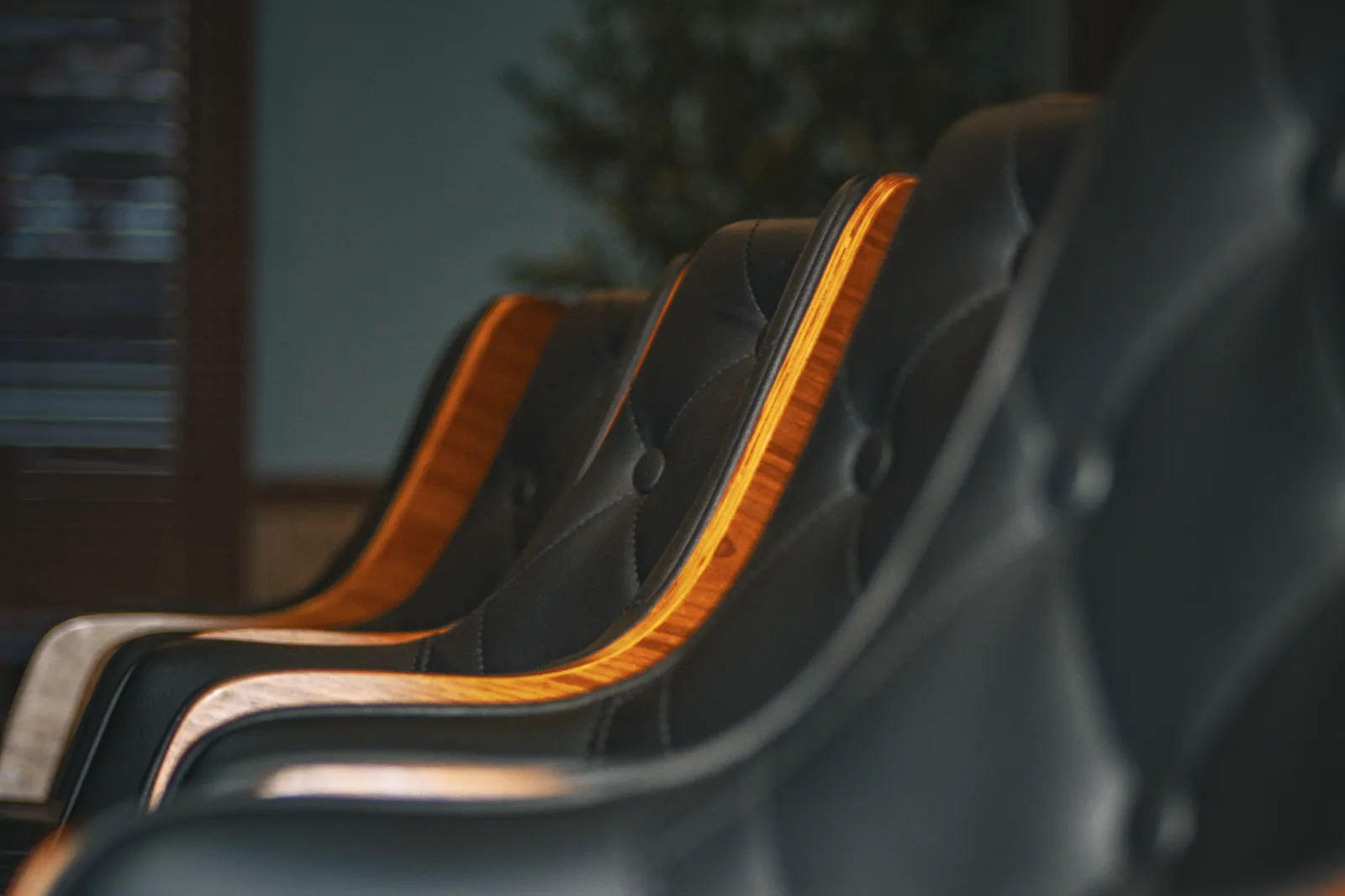 Dining room chairs in warm light