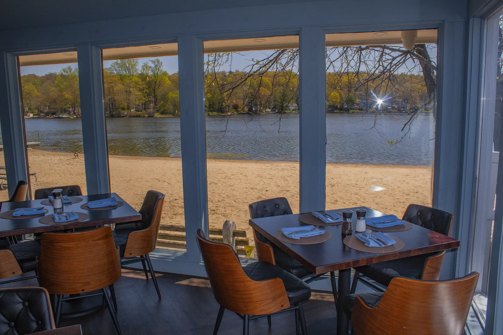 Dining room with Packanack Lake views
