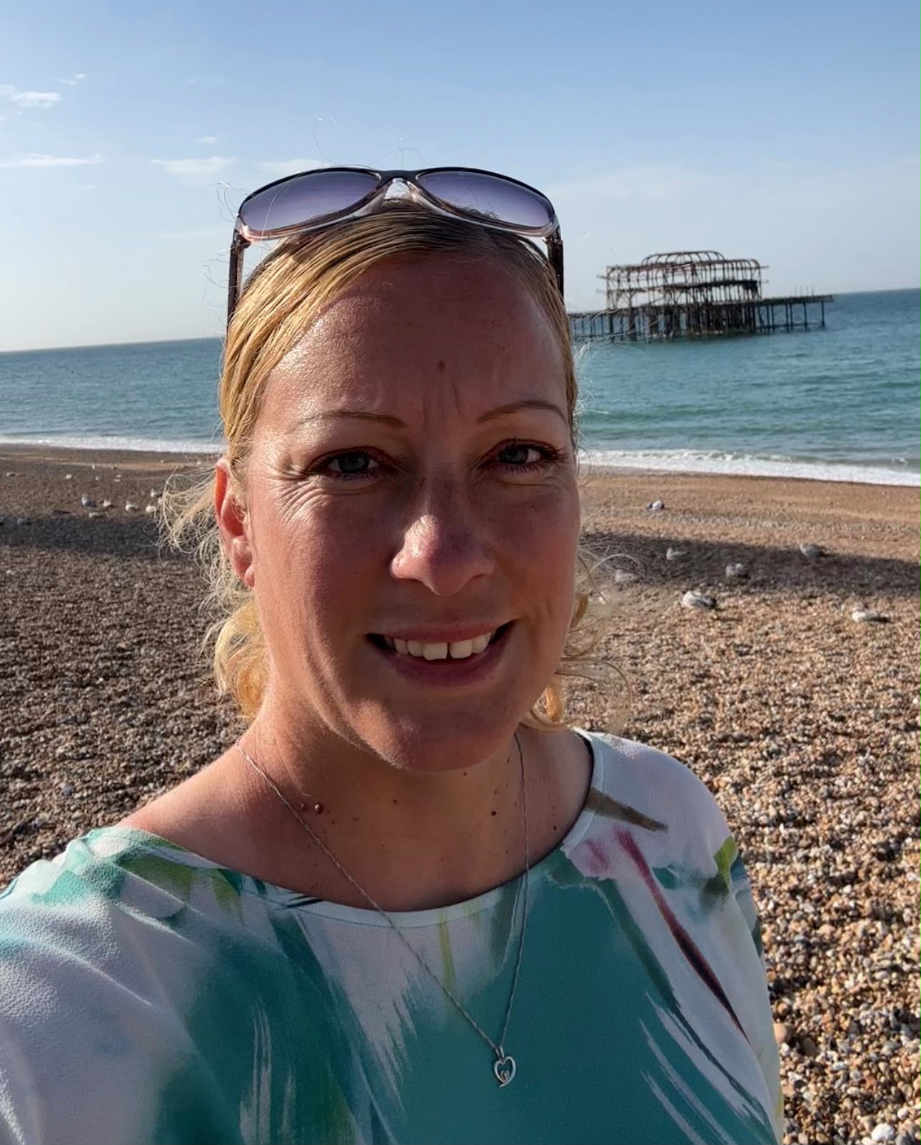 Radka, founder of PhynixAI, on Brighton beach