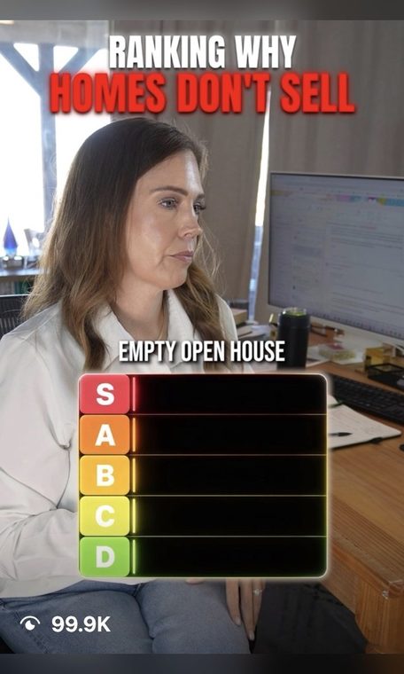 Desi Williams video thumbnail: ranking why homes don't sell on a tier list. 99.9 thousand views.