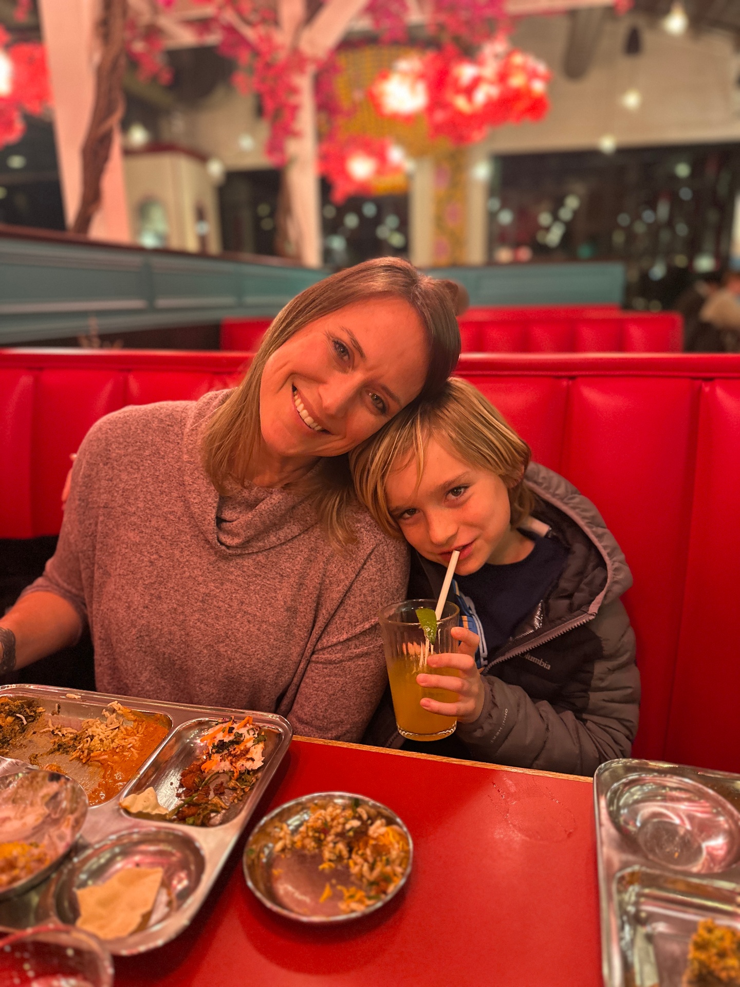 Angela and Bassil sharing dinner