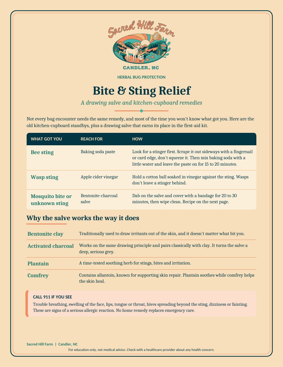 Bite & Sting Relief printable handout cover