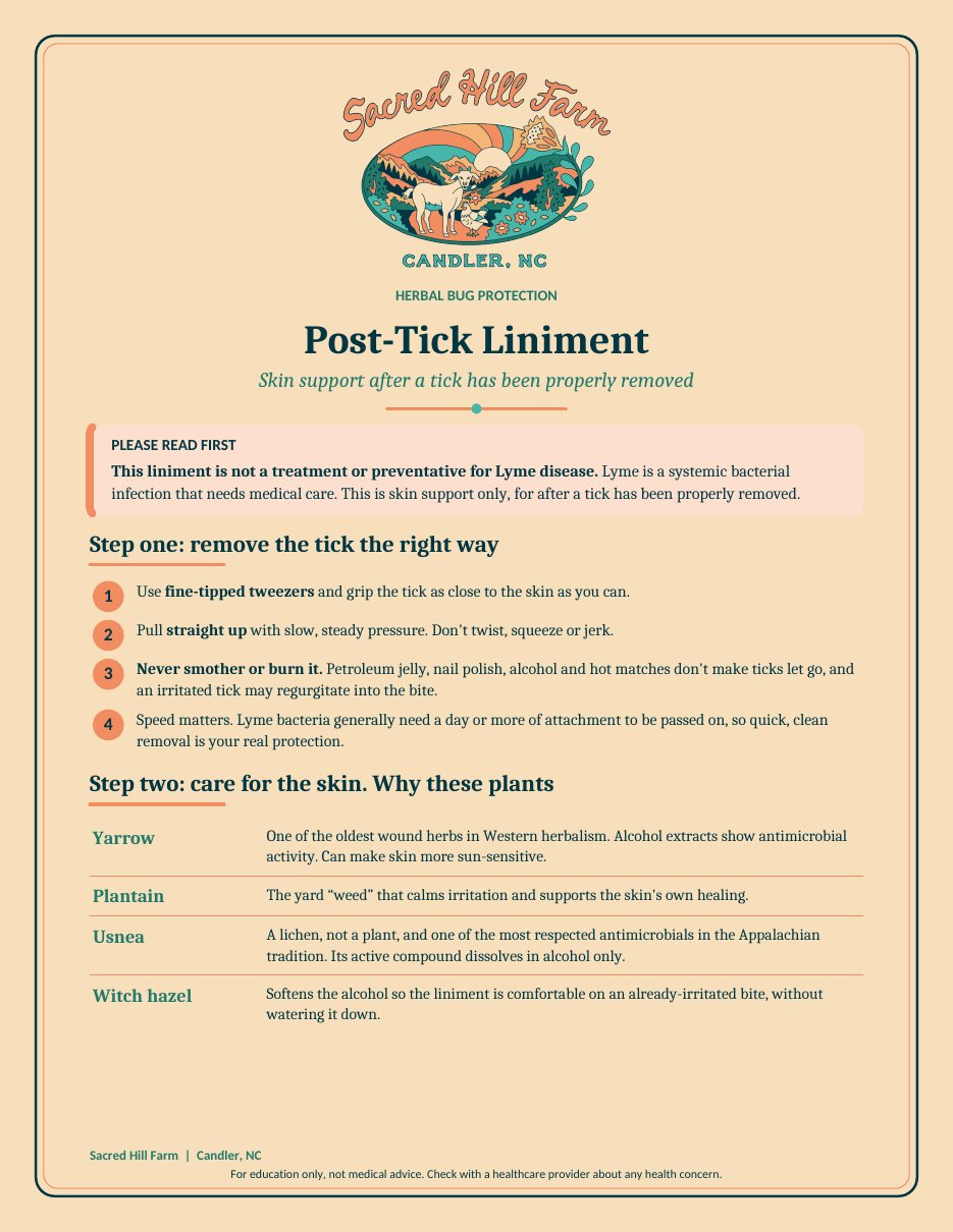 Post-Tick Liniment printable handout cover