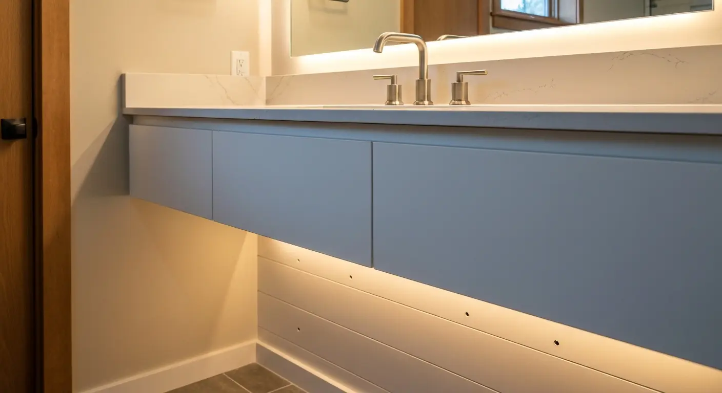 Floating vanity installation