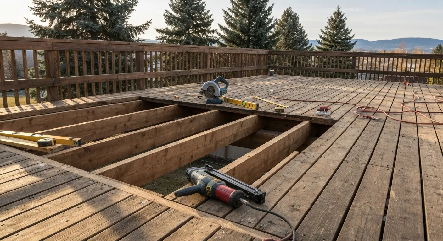 Deck repair work in progress