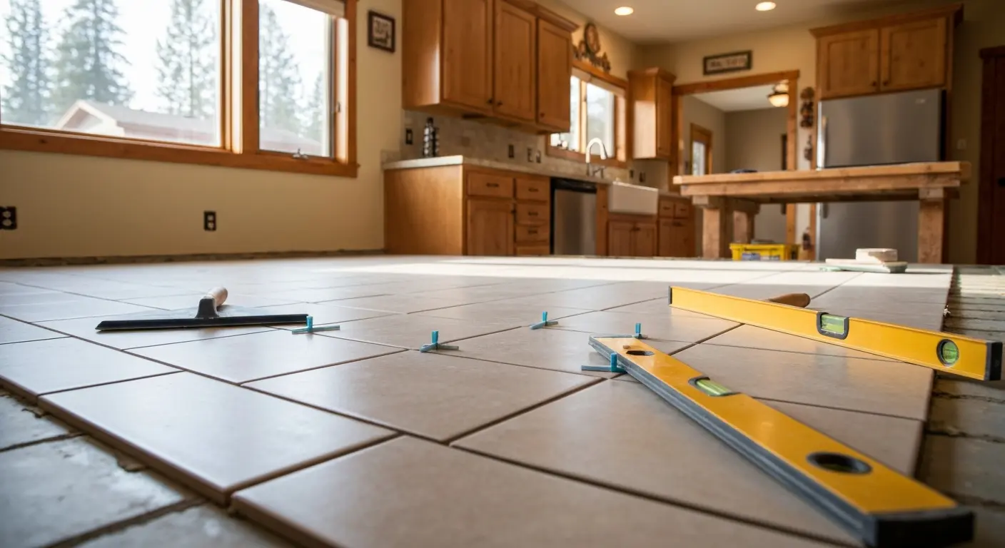 Kitchen tile flooring installation