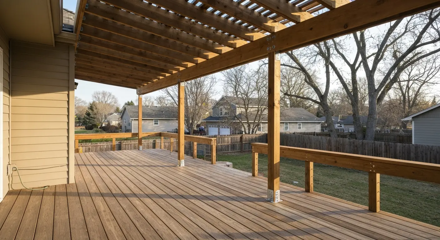 Covered deck with pergola