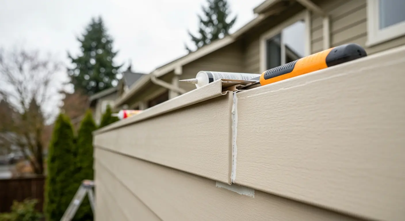 Siding repair closeup