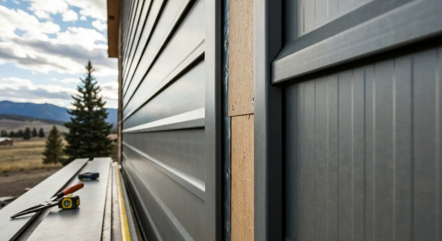 Metal siding on rural home
