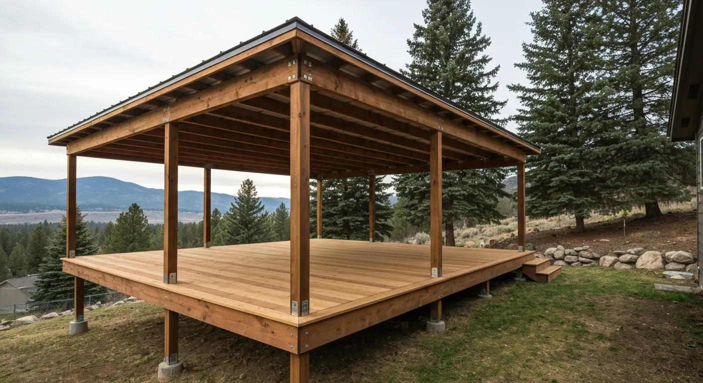 Covered deck installation project